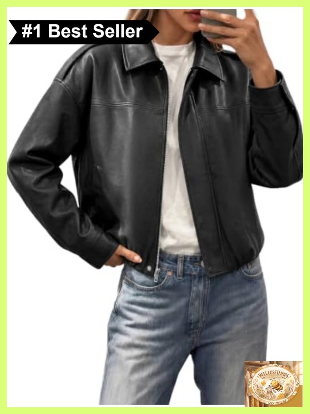 Womens Faux Leather Cropped Oversized Bomber Jacket Zip Up Coat